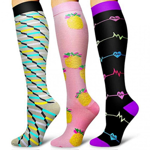 (L xl, 5) 3/5/6/7/8 Pairs Calf Shaping Compression Socks Elastic Sports Socks with Multi-patterns 1