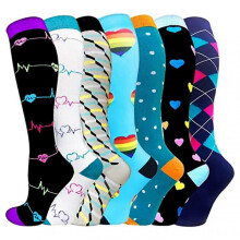 (L xl, 30) 3/5/6/7/8 Pairs Calf Shaping Compression Socks Elastic Sports Socks with Multi-patterns