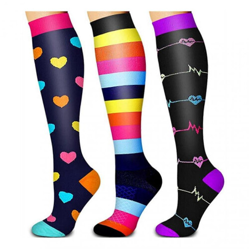 (L xl, 20) 3/5/6/7/8 Pairs Calf Shaping Compression Socks Elastic Sports Socks with Multi-patterns 2
