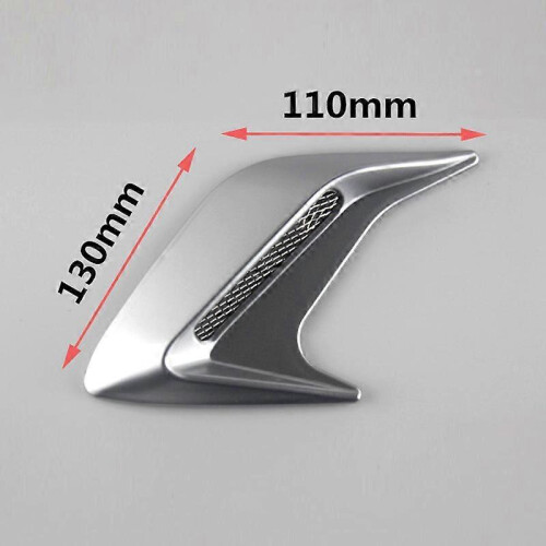 (Silver) 2Pcs DIY Car Auto Decorative Side Vent Air Flow Guard Intake Stickers 1