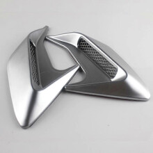 (Silver) 2Pcs DIY Car Auto Decorative Side Vent Air Flow Guard Intake Stickers