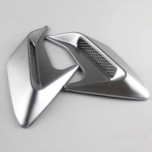 (Silver) 2Pcs DIY Car Auto Decorative Side Vent Air Flow Guard Intake Stickers