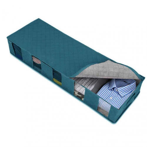 (Blue) Dustproof Underbed Storage Bag Thickened Non-woven Fabric Box for Home Flat Dormitory