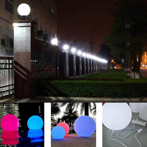 (25cm) Solar LED Light Ball Cordless Night Lights with Remote Control USB Rechargeable Pool Floating Orb 2