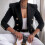 (L,White)Women's Suit Short Jacket Solid Color Business Commuter Jacket Daily Wear 3