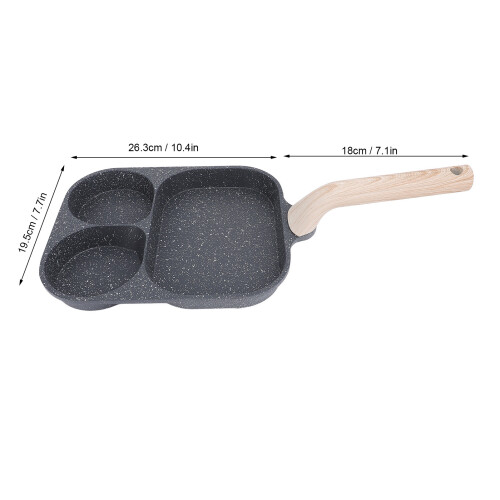 Padella per uova a 3 scomparti, 26,319,5 cm, 18 cm, nera 1