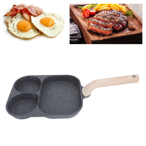 Padella per uova a 3 scomparti, 26,319,5 cm, 18 cm, nera