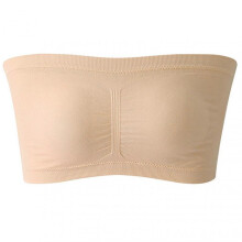 (S, Apricot) Strapless Padded Bralette Classic Layering Wireless Bra Detachable Pad for Women