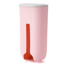 (Pink) Plastic Bag Dispenser Wall Mounted Grocery Garbage Trash Bag Organizer Home