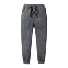(M, Gray) Man Thermals Fleece Trousers Thickened Fleece Lined Casual Sports Trousers Winter