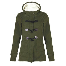 (L, Army Green) Women Outwear Winter Warm Hooded Coat Windproof Long Sleeve Thicken Parka