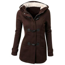(3XL, Coffee) Women Outwear Winter Warm Hooded Coat Windproof Long Sleeve Thicken Parka