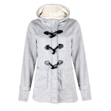 (6XL, Light Grey) Women Outwear Winter Warm Hooded Coat Windproof Long Sleeve Thicken Parka