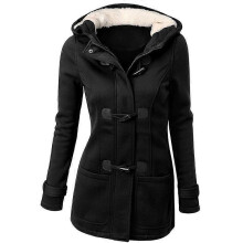 (6XL, Black) Women Outwear Winter Warm Hooded Coat Windproof Long Sleeve Thicken Parka