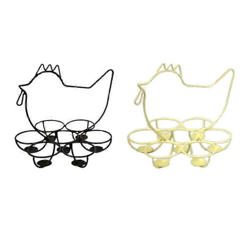 (Yellow) Egg Basket Display Tray Holder for Gathering Fresh Eggs Metal Egg Rack Storage for Kitchen