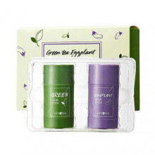 (Two Sets In English) Poreless Deep Cleanse Mask Stick Green Tea Eggplant Oil Control Pore Shrinkage Blackhead