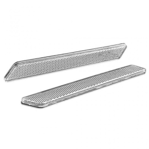 (Silver) 2pcs Rectangular Rear Red Reflective Reflector Safety Warning for Harley
