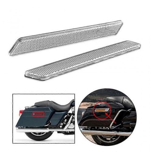 (Silver) 2pcs Rectangular Rear Red Reflective Reflector Safety Warning for Harley 1
