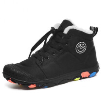 (37, black) Boys Girls Walking Shoes Winter Boots Kids Trekking Shoes Adult Winter Warm Padded Boots Outdoor Camping Non-slip Shoes