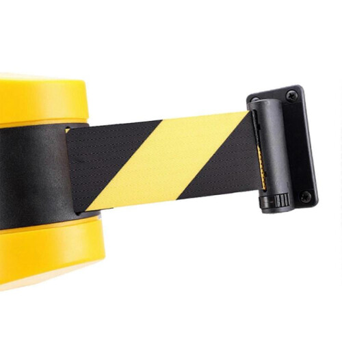 (5m Yellow) Fixed Wall Mount Retractable Belt Barrier, Retractable Barrier Belt, Automatic 2