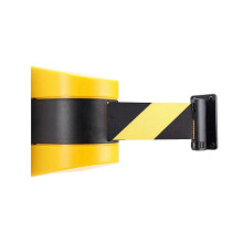 (5m Yellow) Fixed Wall Mount Retractable Belt Barrier, Retractable Barrier Belt, Automatic