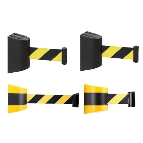 (2m Black) Fixed Wall Mount Retractable Belt Barrier, Retractable Barrier Belt, Automatic 1