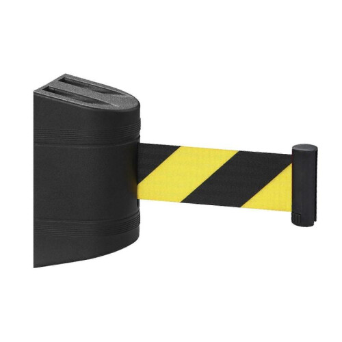(2m Black) Fixed Wall Mount Retractable Belt Barrier, Retractable Barrier Belt, Automatic