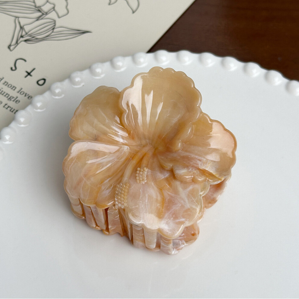 (Light Brown7.1cm) Doris Distinctive Hair Accessory Beautifully Crafted Marble Pattern Egg Flower Claw Women For Clip-image-OPC-PJ9DYPK-NEW