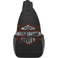 AU1709 Harley Davidson Sling Bag Mens Crossbody Chest Bag with Bottle Holder Casual Crossbody Bag for Sports Travel Hiking Cycling