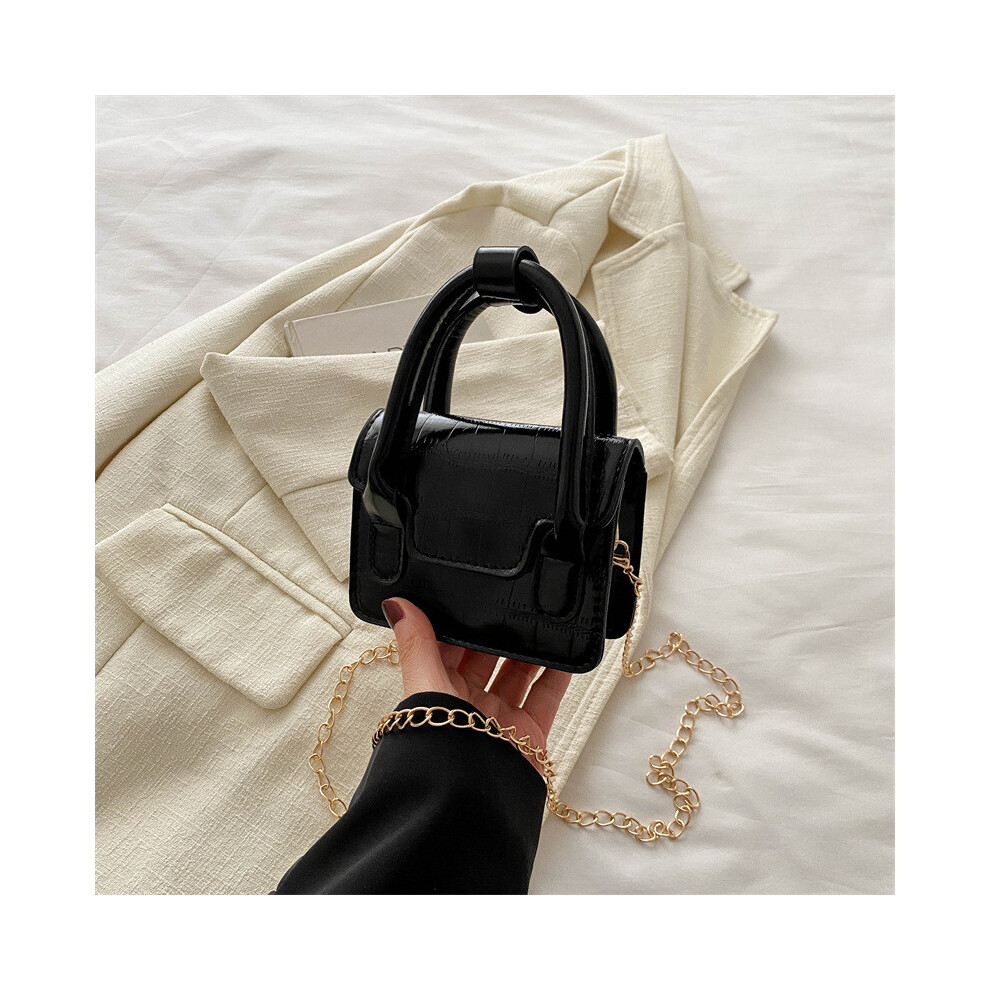 (Black) Silver Small Fashionable Square Bag Contemporary Retro Handheld Handbag For Daily Use-image-OPC-PJ9F8CN-NEW