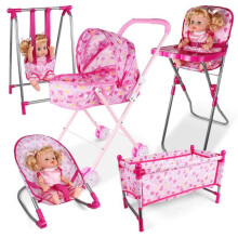 (swing) 50% Off Baby Doll Nursery Stroller Dining Chair Rocking Chair Swing For Dolls Kids Stroller Toy