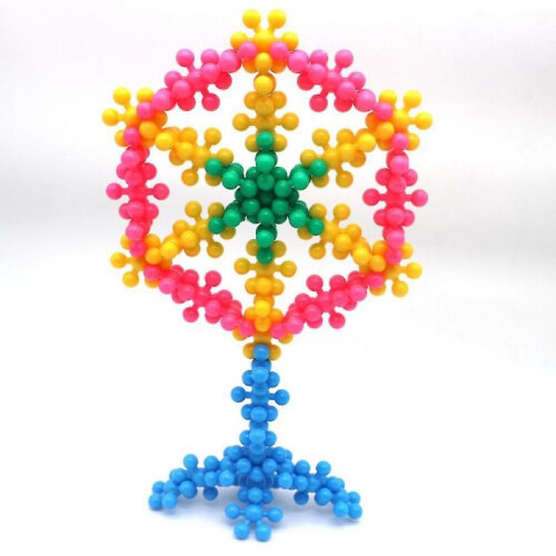 (200 pcs Storage Box) Children 3d Rotatable Plum Blossom Building Blocks Bricks Toy Diy Assembling Snowflakes 2