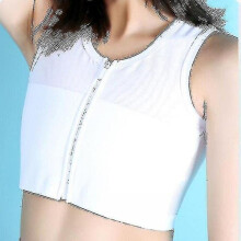 (White, XXL) Women Ice Silk Breathable Chest Binder Tomboy Lesbian Transgender Corset Tops Vest Front Zipper Short Bandage Breast Binder