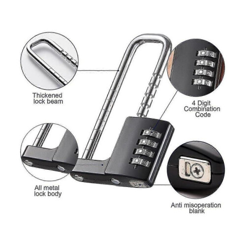 Cabinet Lock,combination Padlock,stainless Steel Gym Locker Lock Code Long Adjustable Shackle Lock 2