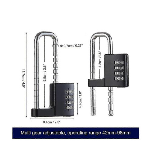 Cabinet Lock,combination Padlock,stainless Steel Gym Locker Lock Code Long Adjustable Shackle Lock 1