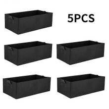 (50x30x20cm) 5PCS Felt Plant Growing Kits Planter Bags Outdoor Rectangle Plant Fabric Pot Container for Ourdoor Garden