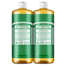 Dr. Bronner's - Pure-Castile flydende sbe (mandel 32 ounce 2-pack) - Lavet med organiske olier 18-i-1 Anvendelser: Ansigtshr til kropshr Tjva