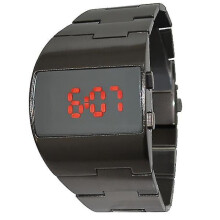(black red) Fashion Led Digital Watch Men Nilitary Sports Watches Black Stainless Steel Big Wrist Multifunction Electronic Wristwatches Men