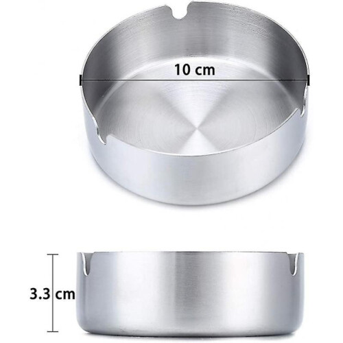 2 Pack Stainless Steel Ashtray, Windproof Round Cigarette Ashtray Set for Home 1