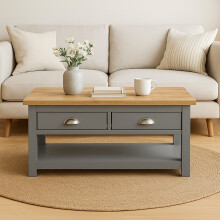 Coffee Table with Drawers Wooden Storage Modern Living Room Furniture