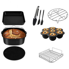 Accessories for And Other Square Air Fryers, 5.5l Square with 8 Inch Cake Barrel, Pizza Pan,skewer