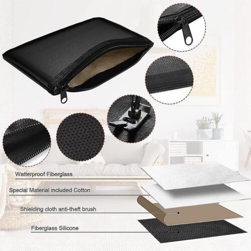 Fireproof Document Bag, with Fireproof Zipper Safe Bag Fireproof Waterproof for A4 A5 Documents Cas 1