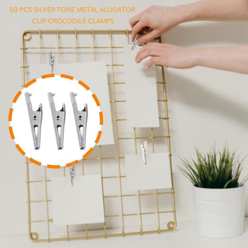 50 Pcs Silver Tone Metal Alligator Clip 2