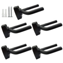 5 Pack Black Guitar Hanger Holder Wall Mount Display with Screws Fits Guitars