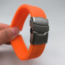 (24MM, Orange) 20/22/24mm Rubber Folding Buckle Strap Extended Waterproof Sport Watch Band