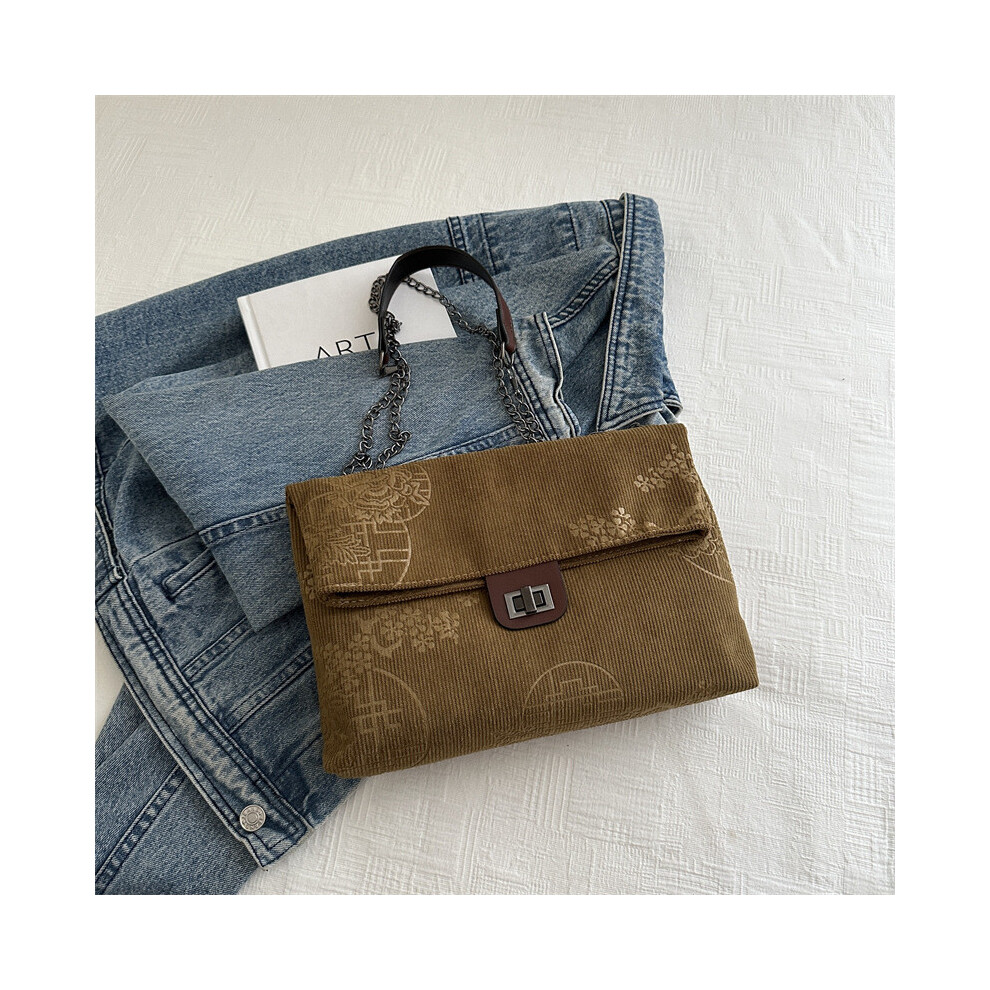 (Green) Brown Chic Fashionable Pu Handbag Elegant Single Strap Small Square Tote-image-OPC-PJ9FTX7-NEW