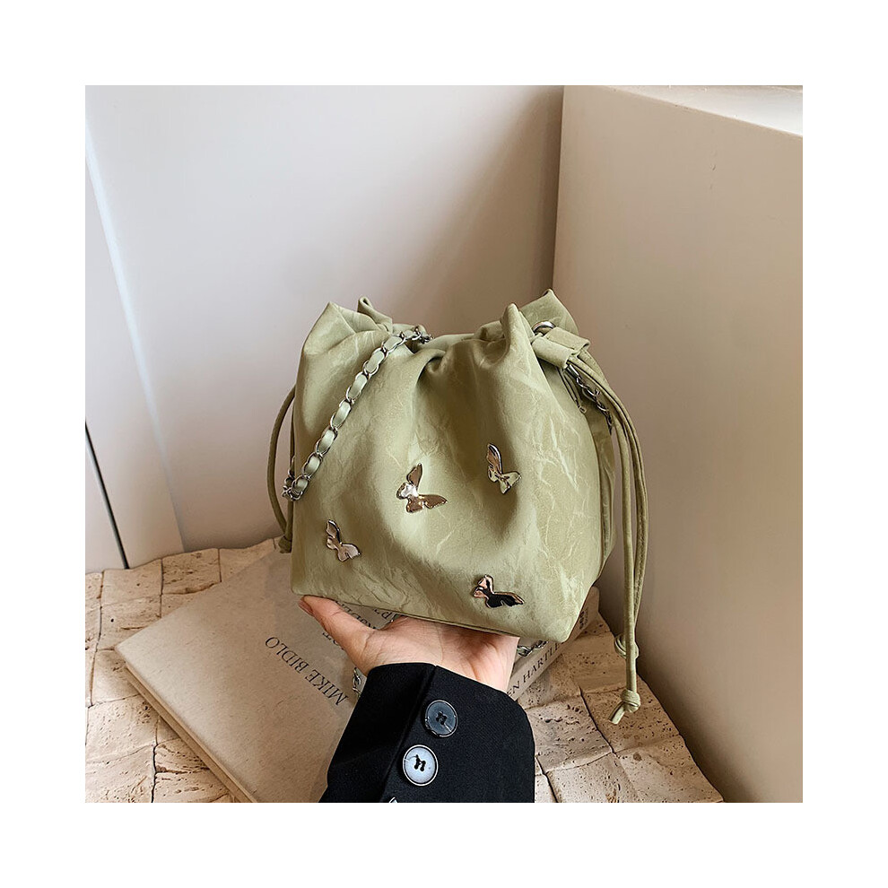 (Green) Pu Trendy Silver Bucket Bag For Women Unique Design Handbag Commuter Comfortable-image-OPC-PJ9FV6D-NEW