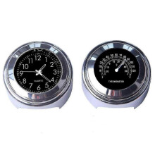 2pcs Motorcycle Quartz Clock And Thermometer 7/8inch Waterproof Bike Handlebar Watch Aluminum Unive