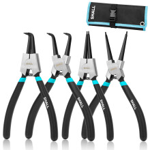 SHALL 4PCS Snap Ring Pliers Set 7-Inch Internal External Circlip Pliers Straight Bent C-clip Pliers Lock Ring Pliers 5/64"""" Tip Heavy Duty Re