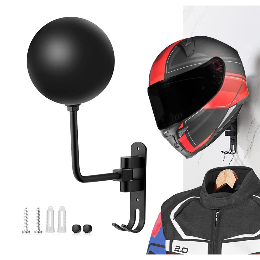 Motofans Skull Helmet Rack Helmet Holder Wall Mount Helmet Rack With 2 Hooks Helmet Hanger For Coats Caps Baseballs Rugby Helmet Motorcycle Accessorie 735373709853